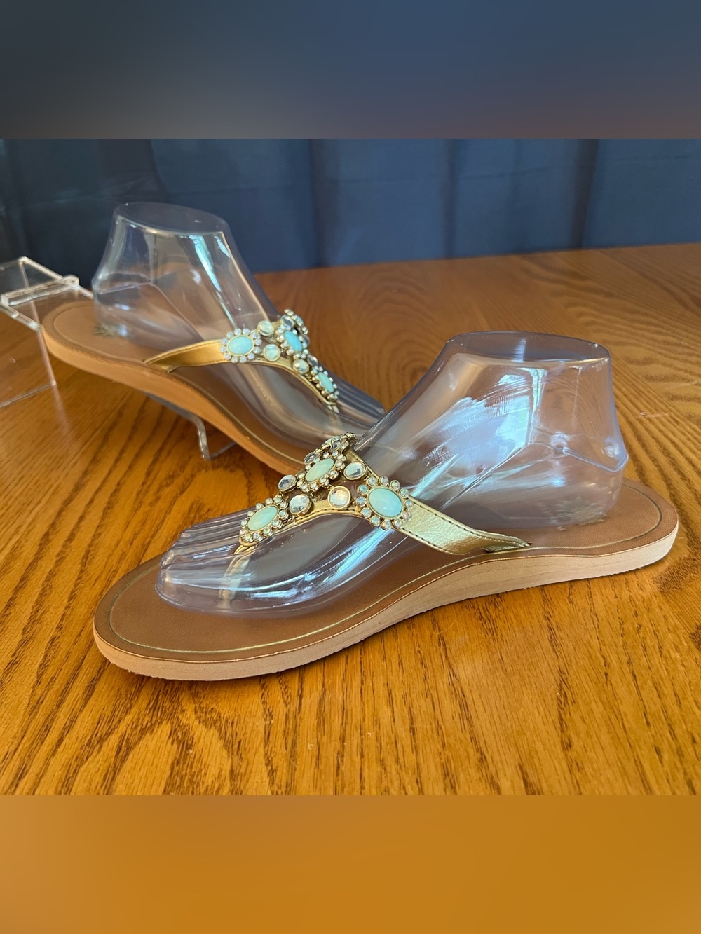 Yellowbox Gold Jeweled Thong Sandals Size 9
